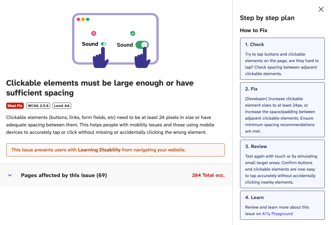Reports include clear instructions to remediate detected issues.