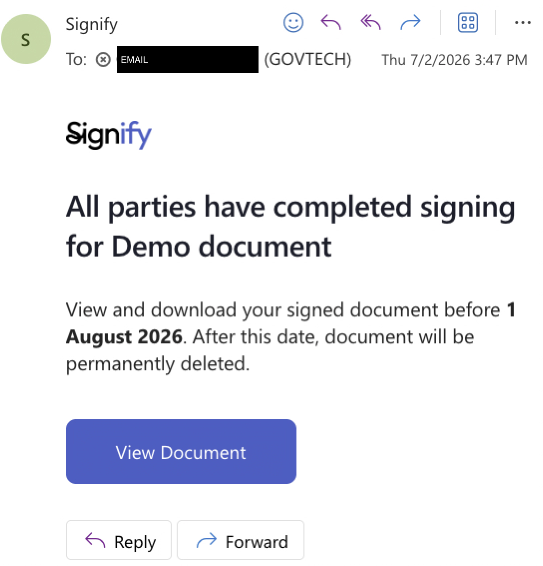 Signer Download Email