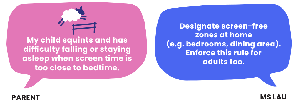 An infographic comprising quotes by parents about challenges managing children�s screen time, and an educator�s responses.