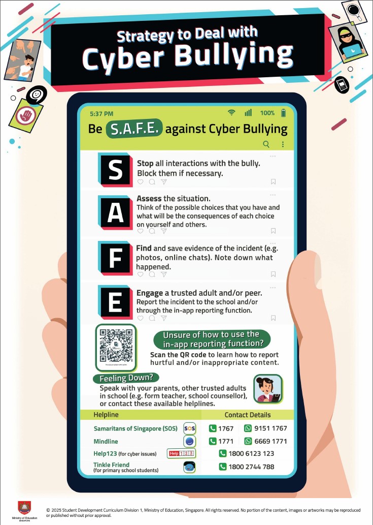 S.A.F.E. Strategy to deal with Cyberbullying
