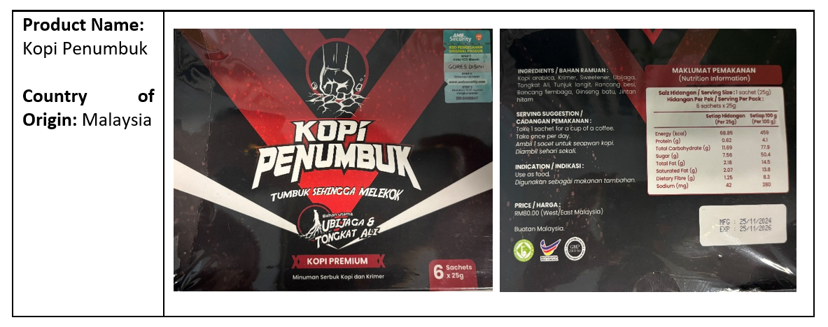 Kopi Penumbuk Found to Be Adulterated With Tadalafil