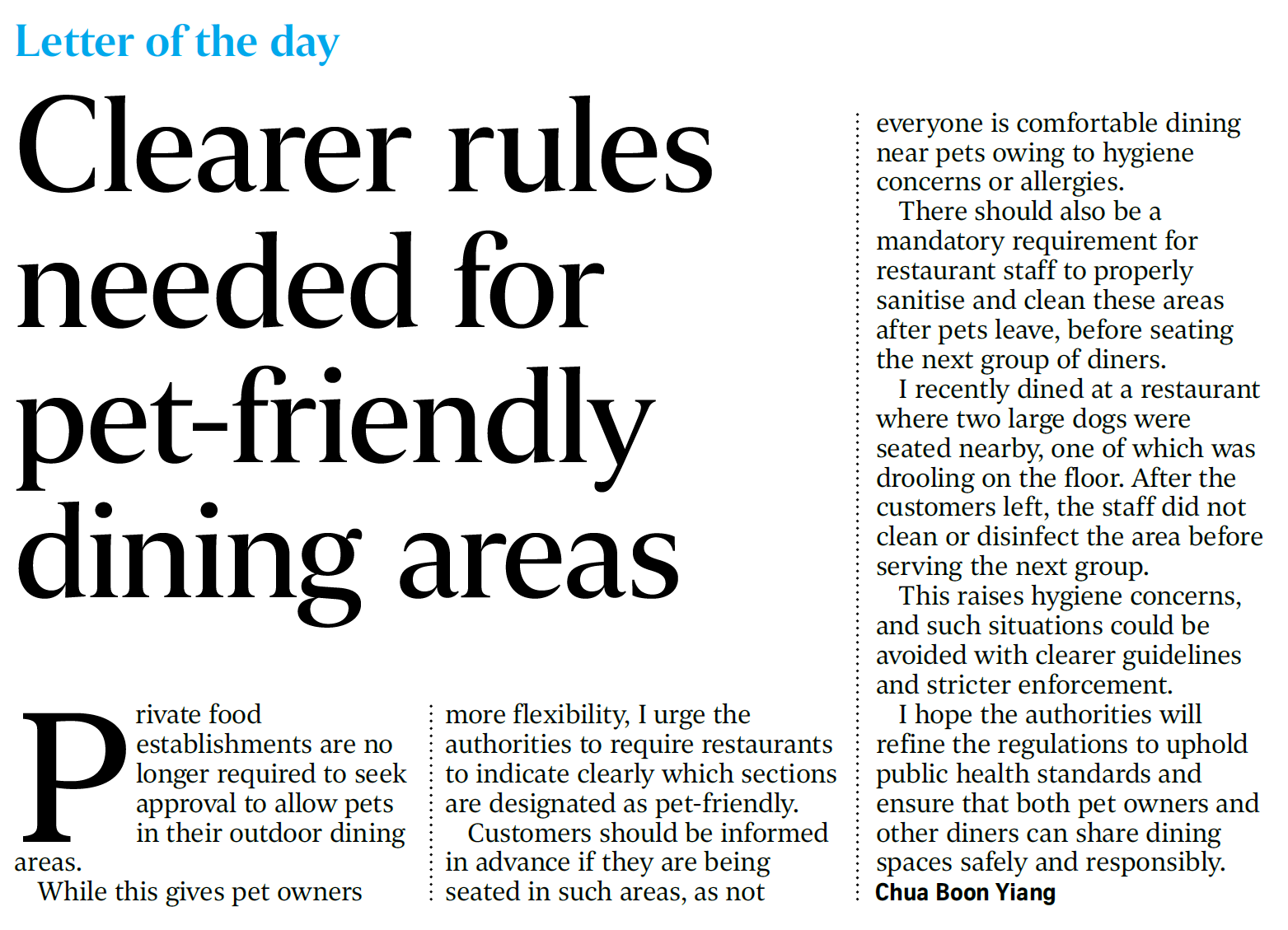 St Forum Clearer Rules Needed for Pet Friendly Dining Areas 3 Nov 2025